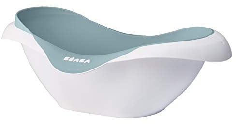 BÉABA - Babywanne - Rutschsicher und Komfortabel - Ergonomisch und Vielseitig - Weiches und Sanftes Material - Stöpsel - Camélé'O - Made in France - Blau
