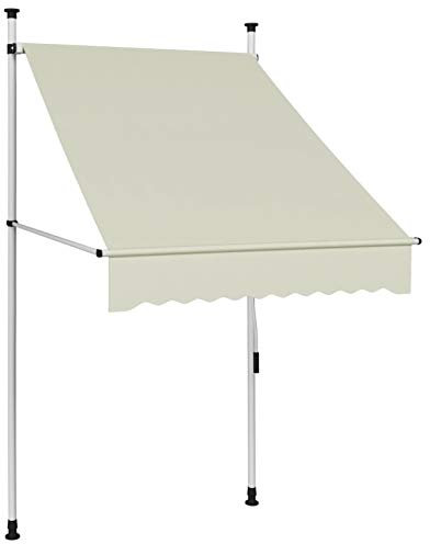 Tidyard Einziehbare Markise Handbetrieben Sonnenschutz Klemmmarkise Balkonmarkise Terrasse Balkon Garten 100 cm Creme