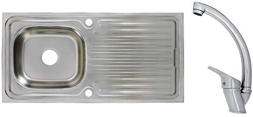 Edelstahlspüle Einbauspüle Sets mit verschiedenen Hochdruck Armaturen 1 1,5 oder 2 Becken Spülbecken Spüle Küchenspüle rechteckig oval oder rund (100 x 50 cm + Mega Armatur)