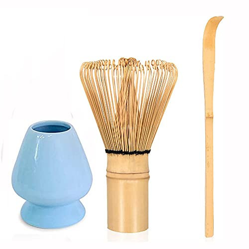 ANCLLO Service à thé matcha japonais 3 pièces, fouet en bambou/support à matcha/cuillère en bambou pour cérémonie traditionnelle japonaise #1