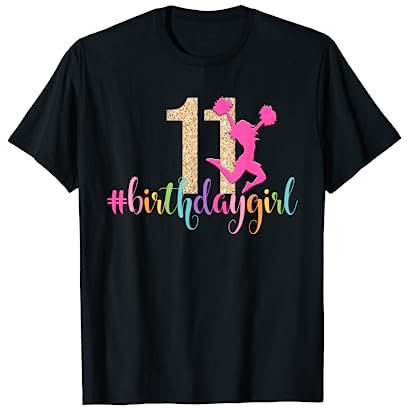 11. Geburtstag Mädchen Cheerleader Regenbogen Cheerleading T-Shirt