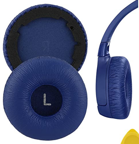 Geekria QuickFit - Almohadillas de repuesto de piel sintética para auriculares JBL Tune 600 (T600BTNC, 600BTNC)/660 (T660NC, 660NC)/670 (T670NC, 670NC), piezas de reparación (azul)