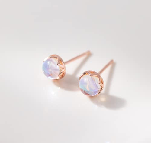 Ohrstecker Silber 925 Roségold Vintage Natürlicher Mondstein Zirkonia Ohrringe Elegant Schmuck Geschenke Für Frauen Mädchen