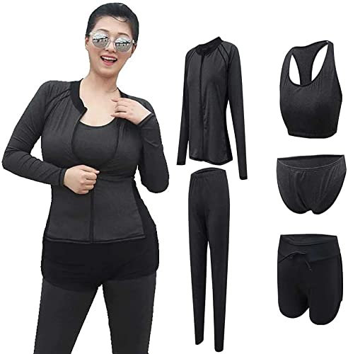 MYENA Damen-Badeanzug Plus Größe 4XL-5XL Neoprenanzug Kurzes Oberteil mit Reißverschluss vorne Große Neoprenanzüge und Shorts Surf-Badeanzug Surfen Schnorcheln,Schwarz,5XL