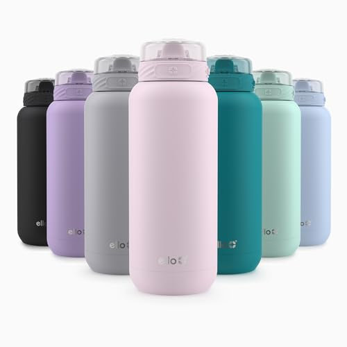 Ello Cooper Vacuum Insulated Stainless Steel Water Bottle with Soft Straw and Carry Loop, Double Walled, Leak Proof, Cashmere Pink, 32oz