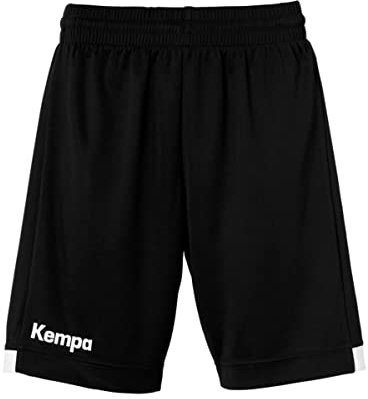 Kempa Damen Player Long Women Kurze Hose Shorts for Sport Fitness Gym Basketball Handball Jogginghose mit elastischem Bund, Schwarz/Weiß, XS EU