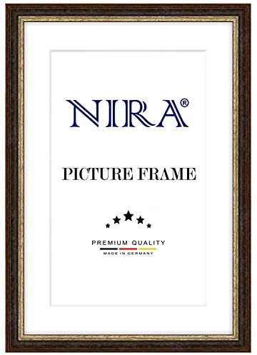 NiRa Massiv Holz Bilderrahmen 61 x 91 cm in Alt-Schwarz Silber | Farbe und Größe wählbar | Rahmen für Poster | Puzzle | Foto collage HD087