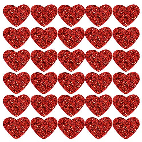 PRETYZOOM 200 Stück Herz-Aufnäher Valentinstag Herz Aufbügler Herz Pailletten Aufbügelapplikation Gestickte Aufnäher Für Kleidung Jeans Hüte Taschen Rot