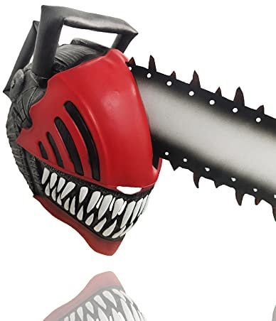 Adult and Kids Chainsaw Man Latex Mask Anime Cosplay Full Face Hood Mask Halloween Masquerade Props Party Props (Kid)