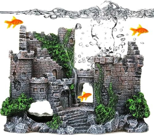 XUBX Aquarium Decoration, Fish Tank Rock Resin Bus Ornament, Fish Tank Landscaping Creative Small Car Decor for Fish Shrimp Hiding Cave Crafts Accessories, 17*6*13