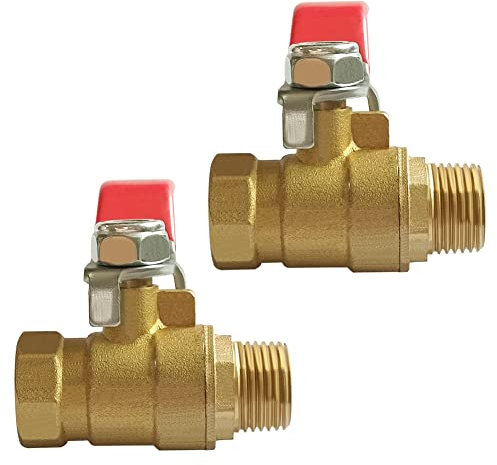 Joywayus Robustes Messing-Kugelhahn, 3/8 Zoll NPT-Innengewinde x 3/8 Zoll NPT-Außengewinde, rostfrei, geschmiedete Armaturen (2 Stück)