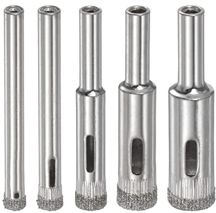 sourcing map 5pcs Diamond Drill Bit Set 3/16 1/4 5/16 3/8 1/2 Hollow Drill Bits Hole Saw Set for Glass Tile Porcelain Ceramic Marble Bottles Pots Brick