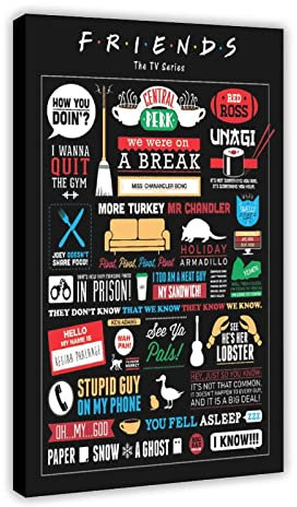 Kunstdruck Friends Rachel Monica Phoebe Joey Chandler Ross The TV-Serie Show, HD-Poster, Leinwand-Poster, Wandkunst, Dekordruck, Gemälde für Wohnzimmer, Schlafzimmer, Dekoration, Rahmen-Stil, 30,5 x