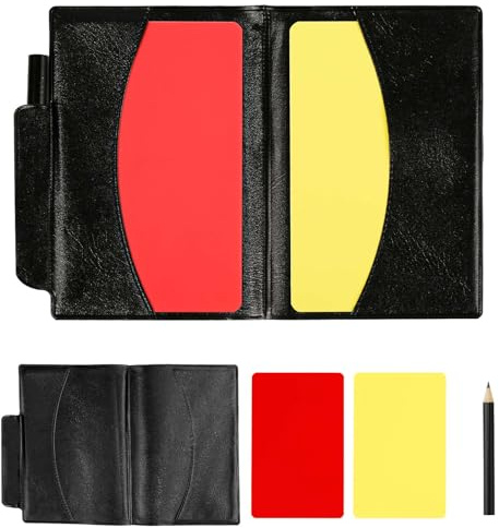 NQEUEPN Set Carte Arbitro, 2 Pezzi Carte di Penalità per Arbitri con Porta Carte in PU, Carte di Avvertimento Rosse e Gialle per Arbitri per Calcio Hockey Pallavolo Giochi Sportivi Arbitri Maschili