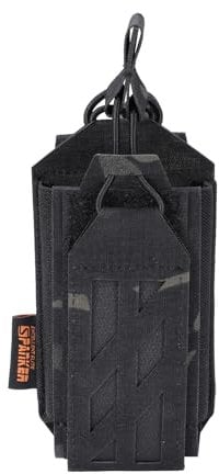 EXCELLENT ELITE SPANKER Tactical Molle Radio Pouch Nylon Adjustable Walkie Talkie with Elastic Cord Radio Holster for Police Security Rescue(MCB)