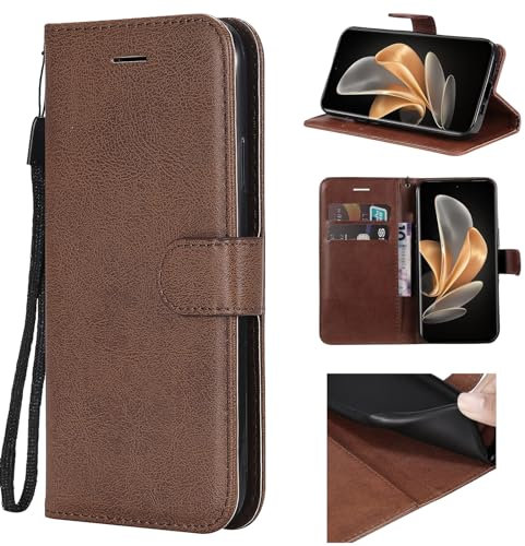 Kompatibel mit Nokia 7.1 4G Hüllen,Kompatibel mit Nokia 7.1 4G PU-Leder Kartenschlitz Magnetverschluss Flip Stand Wallet Telefon Fall Brown