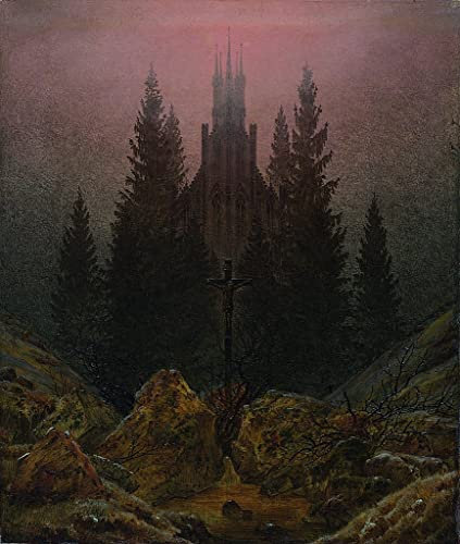 IPLUPJDY Leinwand Poster Wandbilder Kunst Gemälde WandgemäLde Das Kreuz im Gebirge von Caspar David Friedrich für Wanddekoration60x90cm