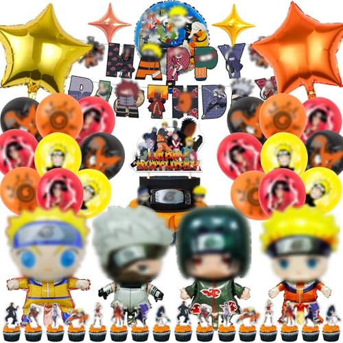 Ctxtqtdt 51 Stück Narto Geburtstagsdeko Junge, Narto Geburtstag Party Set, Luftballons Geburtstag Set, Kindergeburtstag Ballons Set, Party Deko Geburtstag Set für Kinder (B)