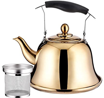 FDHESAR Kettles,for Boiliwater 1-3L Boiliwater Tea Kettle Add Soup Pot for Hot Pot Restaurant Stainless Steel Teapot Kettle for Induction Cooker for Coffee and Tea/D/2.0 L