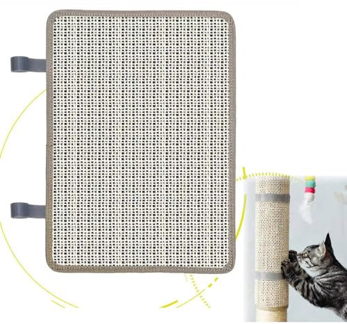 Cat Nail File Scratcher, Sisal Cat Scratch Mat Wrapped Around a Cat Scratching Post, Cat Nail File with 80 Aluminum Oxide Grit, Sisal Pad Cat Nail Trimmer for Protect Scratch Post