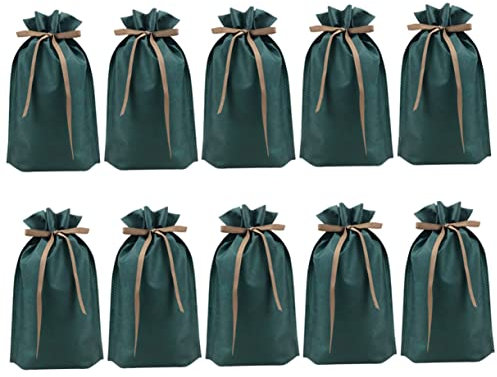 Anneome 10 Stück Vlies Kordelzugbeutel Dunkelgrün Kleine Geschenkverpackungstasche Mit Band Vielseitiger Schmuck Und Münzbeutel Für Hochzeit Weihnachten Party