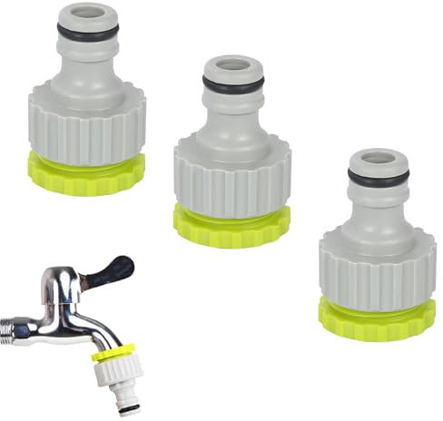3Stk Wasserhahn Adapter Gartenschlauch, 2 in 1 Wasserhahn Anschluss 1/2 zoll 3/4 zoll Schlauchanschluss, Garten Hahnverbinder Kunststoff Schlauchanschluss Wasserhahn Kupplung (Grün)