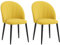 HOMCOM Set di 2 Sedie Sala da Pranzo, Sedie Cucina Moderne con Schienale a Conchiglia e Gambe in Metallo, Sedia in Velluto con Imbottita per Cucina, Camera da Letto, Ufficio e Soggiorno, Giallo