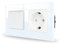 JIMEIDA Interruptor de luz con toma de corriente, blanco, empotrado, 2 veces, 1 vía, toma de cristal, botón, interruptor, interruptor de pared, interruptor basculante de cristal, 157 x 86 mm, 10 amp,