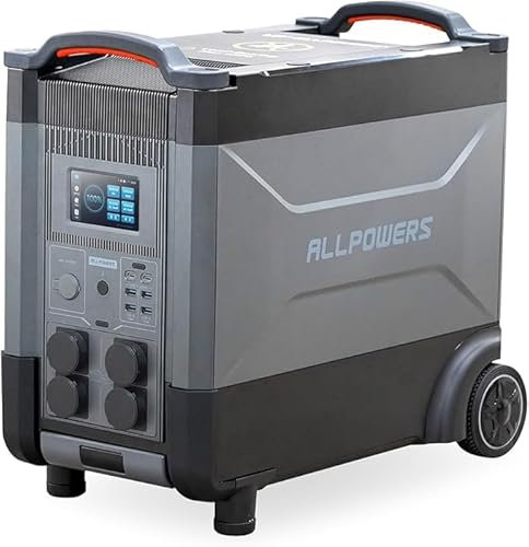 ALLPOWERS R4000 Estación de energía portátil, batería LiFePO4 de 3456 Wh, salida de CA de 3600 W x4, carga rápida de 1,2 H, generador solar UPS para uso doméstico, RV, viajes, camping, al aire libre