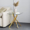 GOLDFAN Petite table d'appoint en verre avec pieds dorés pour salon, table d'appoint carrée, table de chevet moderne et contemporaine pour chambre à coucher