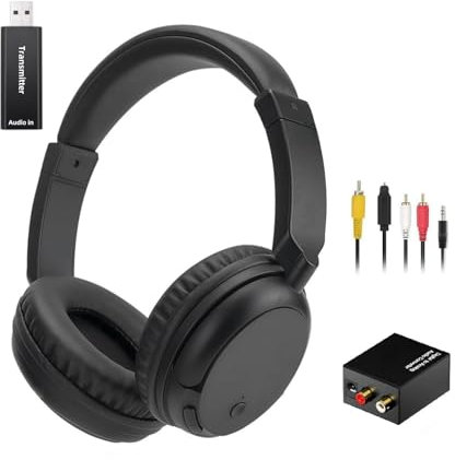 Auriculares Inalámbricos Bluetooth 5.3 Para Tv, Auriculares Inalámbricos Para Tv Aptos Para Personas Mayores, 30 Horas de Reproducción, Aptos Para Viajar/Móvil/Ordenador, Peso 140g - Negro