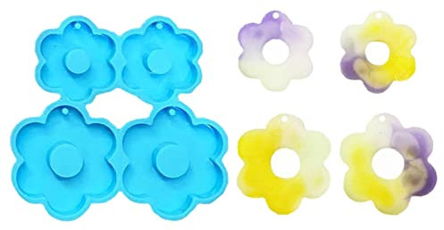 Ralondbey Epoxidharz-Form, Blume, Ohrringe, Harz, Schlüsselanhänger, Silikonform für Autoanhänger, Heimdekoration, Kristall-Epoxidharz-Form, Schmuckherstellung, Silikonformen für Harzguss