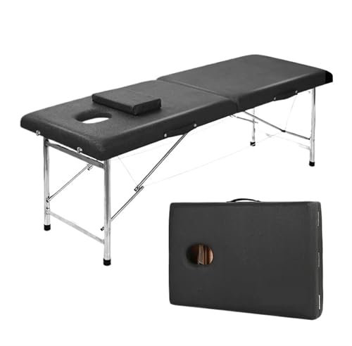Ayztantine Faltbare Massagebetten, professionelle Kosmetikerin, Bahre, Schönheitstisch, wirtschaftlich, tragbar, Kosmetik-Couch, Klinik, zusammenklappbar Massagebett Tragbar(180X60CM Black)