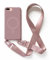 Leather Armor Funda Carcasa Suave Silicona con Cuerda para iPhone 6/7/8 Plus(5.5) TPU Suave Funda,Ajustable Collar Correa de CordónCarcasa de Silicona Cover Funda, de Color Puro Funda.-Rosa