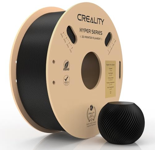 Creality PETG Filament,Hyper 1,75 mm 1kg PETG:Hochgeschwindigkeits-3D-Druckerfilament mit 30–600 mm/s, Maßgenauigkeit +/- 0,02 Pappspule (2,2 lbs), Passend für Die Meisten FDM-3D-Drucker,Schwarzes