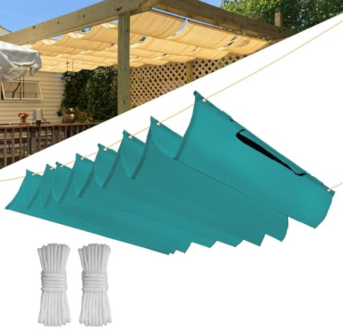 Einziehbar Welle Sonnensegel, Verstellbar Schattenabdeckung, Wasserdicht Sonnenschutz Sonnenschutz Schutz vor UV- Strahlungen für Pergola Garten Schattenabdeckung 2x3M(BxL) - Türkis