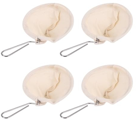 arlote 4Pcs Flannel Cloth Coffee Filter Strainers Reusable Coffee Dripper with Handle Handmade Coffee Accessories for Home Use
