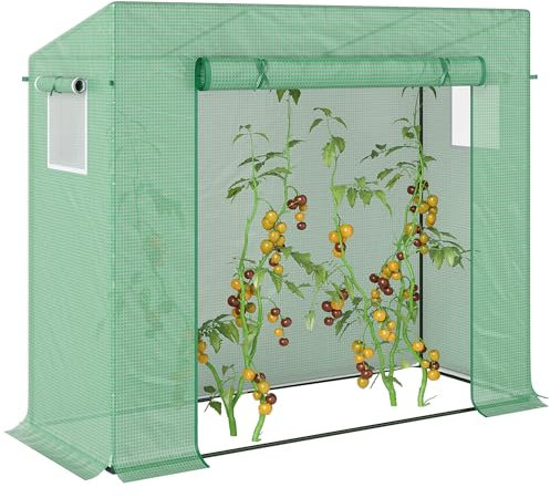 Outsunny Invernadero de Jardín 200x76x168 cm Invernadero de Exterior con Ventanas y Estuctura de Acero para Cultivar Tomates Plantas Flores Verde