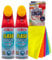 SET: Pulitore Per Interni Auto FLASH Pulitore a Secco, Ideale Per Smacchiare i Sedili In Tessuto e Rimuovere Odori, Con Spazzola Integrata 400ml + Confezione Da 5 Panni In Microfibra (2xFlash+Panni)