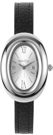 JSDDE Damen Armbanduhr Lederarmband Damenuhr Elegant Kleideruhr Oval-Form Gehäuse Analoges Quarzwerk Uhr Schmuck für Damen Frauen