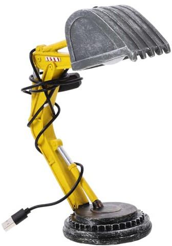 VALICLUD Minimalistische Bagger Tischlampe aus Resin Nachttischlampe für Kinderzimmer Sanftes Licht Kompakte Wiederaufladbare Schreibtischleuchte für Gemütliche Schlafzimmerdekoration