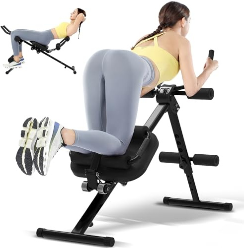 GuuG Bauchtrainer für Zuhause, 5 Stufen, Klappbar | Bauchmuskeltrainer, verstärkte Dreiecksstruktur, Dual-Track-Rahmen, Rutschfeste Griffe