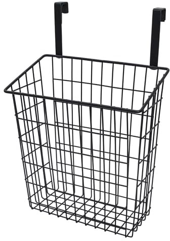 Metall Hängekorb schwarz für Schranktüren - 39 x 25 cm | Schrank Organizer zum Einhängen, Drahtkorb, für Regal Schrank Küche Bad Büro