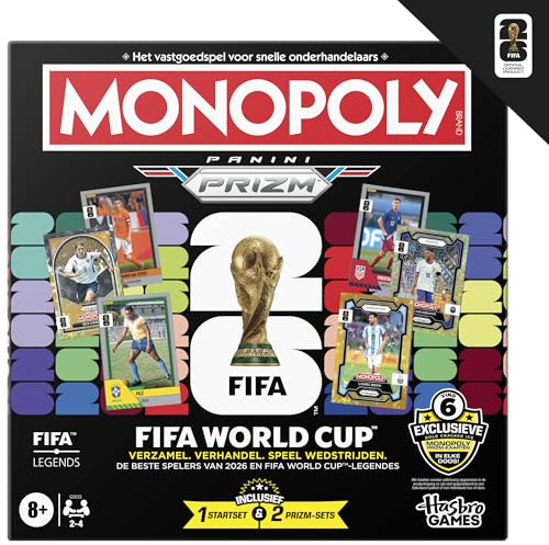 Monopoly Panini Prizm FIFA World Cup Fußballspiel mit Monopoly Panini Prizm FIFA Weltmeisterschaft 2026 I ab 8 Jahren - Niederländische Version