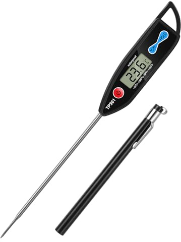 Termometro da Cucina Professionale Impermeabile IPX7, Termometro Carne con Sonda Lunga, Misurazione Rapida in 3 Secondi, per Acqua, Alimentare, barbecue, Latte Neonati, BBQ