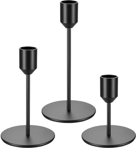 3 STK Kerzenständer Schwarz, Kerzenhalter Stabkerzenhalter(Kegelform) | Kerzenständer Stabkerzen, 16.5/13.5/9cm Metall Kerzenleuchter Vintage Für Candle Light Hochzeiten Partys Tisch Deko