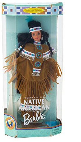 Barbie 1997 Collector Edition Dolls of the World 30cm Doll - Fourth Edition Native American Barbie with Poncho, Skirt, Headband, Moccasins, Jewellery, Hairbrush and Doll Stand