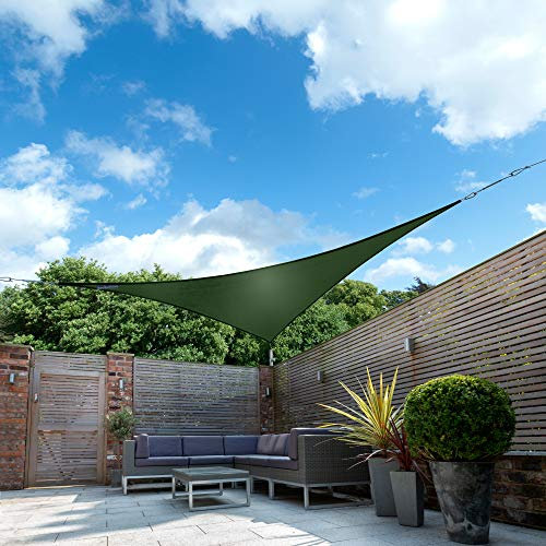Kookaburra Waterproof Garden Sun Shade Sail Canopy in Green 98% UV Block (3m Triangle)