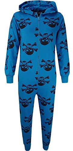 A2Z 4 Kids Girls Boys Cotton Onesie Skull Cross Bone Print Pyjamas Lounge Wear Comfy Children Sleepwear Breathable Fabric Gifts For Age 2-13