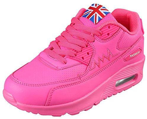 PADGENE Chaussures de Course à Coussin, Tricot Femme Chaussures de Course de Voyage Décontracté, Baskets Course Gym Fitness, Chaussures de Sport de Mode en Plein, A - Rose Classique, 38 EU